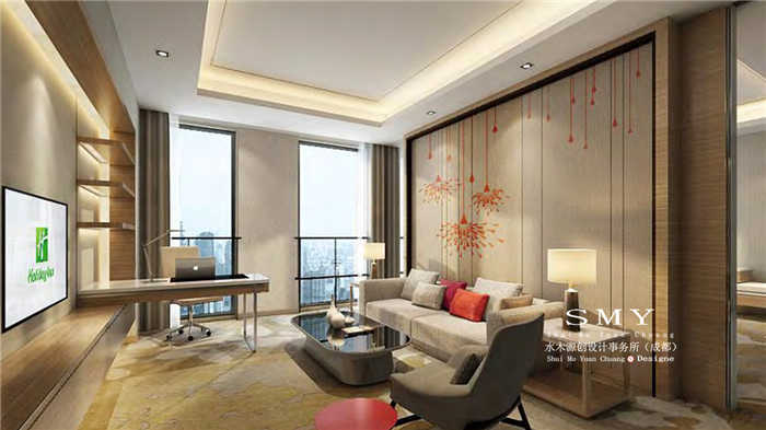 成都新會展中心假日酒店行政套房客廳設計效果圖